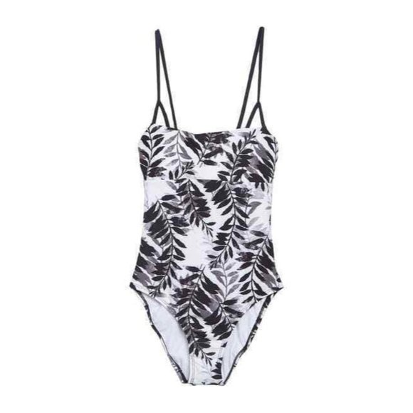 Splendid NWOT S Adrift One-Piece Swimsuit Black & White Tropical Print - Picture 3 of 3
